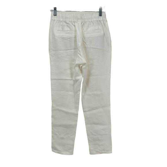 Vivid Women's Linen Pant Low Rise Slim Ankle White SZ XS Pull On Pre Shrunk - Picture 3 of 12